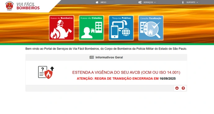 Portal Via Fácil Bombeiros SP